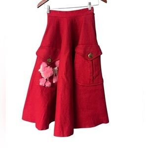 Vintage red wool poodle skirt, size XXS